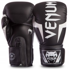 Перчатки боксерские кожаные VENUM ELITE VENUM-0984-108 10-14 унций черный-белый
