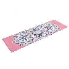 Коврик для йоги Замшевый Record FI-5662-6 размер 1,83мx0,61мx3мм розовый с принтом Тройной Оберег