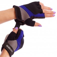 Перчатки для фитнеса женские Zelart ZG-3604 XXS-M черный-синий-серый