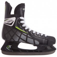 Коньки хоккейные Z-2061 размер 39-45 черный-белый-салатовый