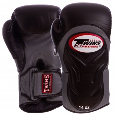 Перчатки боксерские кожаные TWINS BGVL-6-BK 10-16 унций черный-серый