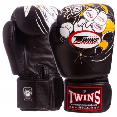 Перчатки боксерские кожаные TWINS FBGV-3-15-WH 10-18 унций черный