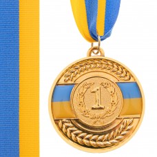Медаль спортивна зі стрічкою SP-Sport UKRAINE C-6865 золото, срібло, бронза