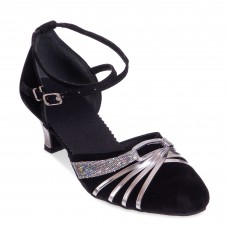 Взуття для бальних танців жіноче Латина Record D201 розмір 35-37 чорний-срібний