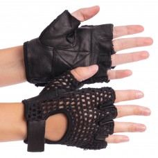 Перчатки для кроссфита и воркаута кожаные WorkOut BC-0004N S-XXL черный