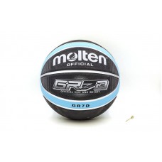 Мяч баскетбольный резиновый MOLTEN BGRX7D-KLB №7 черный-голубой