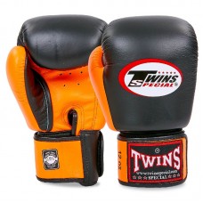 Перчатки боксерские кожаные TWINS BGVL-3T 10-16 унций черный-оранжевый