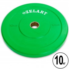 Диски (блини) бамперні для кросфіту Zelart Z-TOP Bumper Plates ТА-5125-10 51мм 10кг зелений