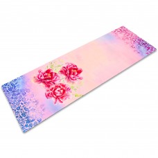 Коврик для йоги Замшевый Record FI-5662-26 размер 1,83мx0,61мx3мм розовый с цветочным принтом
