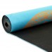 Килимок для йоги Замшевий Record FI-5662-31 розмір 183x61x0,3см блакитний-червоний з принтом Квітка Сакури
