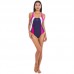 Купальник спортивный для плавания слитный женский ARENA SCRIBBLE B V NECK AR2A768-79 30-40-USA темно-синий-розовый