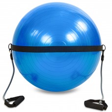 М'яч для фітнесу фітбол з еспандером и ремнем для крепления PRO-SUPRA FI-0702B-75 75см синій