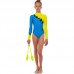 Купальник для художественной гимнастики детский SP-Planeta DR-1588-BY 32-38 голубой-черный-желтый