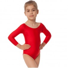 Купальник для танцев и гимнастики с длинным рукавом Lingo CO-2474 S-L красный