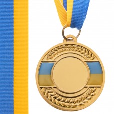 Заготовка медали с лентой SP-Sport UKRAINE с украинской символикой C-3242 5см золото, серебро, бронза