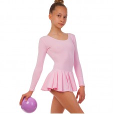 Купальник для танцев и гимнастики с длинным рукавом и юбкой Lingo CO-3376-P S-XL розовый