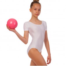 Купальник для танцев и гимнастики с коротким рукавом Zelart CO-9003-NW XS-XL белый