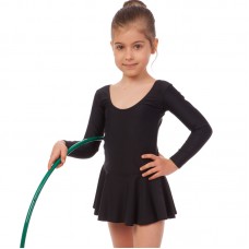 Купальник для танцев и гимнастики с длинным рукавом и юбкой Lingo CO-7046 104-162см черный
