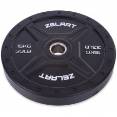 Бамперні диски гумові Bumper Plates Zelart TA-2258-15 50,4мм 15кг чорний