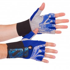 Рукавиці для важкої атлетики шкіряні VELO VL-3223 розмір S-XL синій-сірий