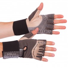 Перчатки для тяжелой атлетики кожаные VELO VL-3233 S-XL серый-черный