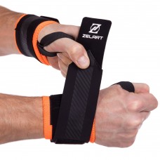 Бинти кистьові для жиму STRENGTH WRIST WRAPS Zelart TA-2256 2шт чорний-помаранчевий
