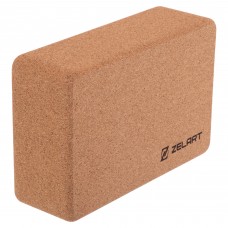 Блок для йоги пробковий Zelart FI-7850-3 коричневий