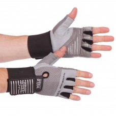 Перчатки для тяжелой атлетики кожаные VELO VL-8122 S-XL серый-черный