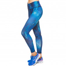 Лосины для фитнеса и йоги с принтом Domino YH43 S-L синий-голубой