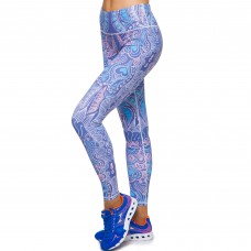 Лосины для фитнеса и йоги с принтом Domino YH49 S-L синий-розовый