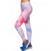 Лосины для фитнеса и йоги с принтом Domino YH67 S-L белый-розовый-голубой