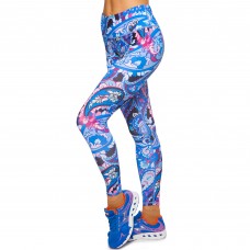 Лосины для фитнеса и йоги с принтом Domino YH81 S-L синий-розовый