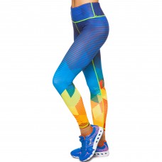Лосины для фитнеса и йоги с принтом Domino YH102 S-L синий-желтый