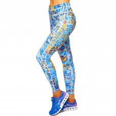 Лосины для фитнеса и йоги с принтом Domino YH121 S-L голубой-желтый