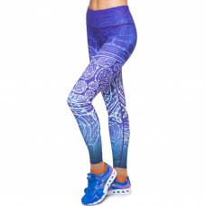 Лосины для фитнеса и йоги с принтом Domino YH63 S-L фиолетовый-белый