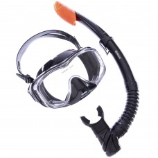 Набір для плавання маска з трубкою Zelart M307-SN124-SIL чорний-помаранчевий