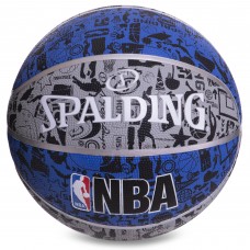 М'яч баскетбольний резиновый SPALDING NBA GRAFFITTI Outdoor 83176Z №7 синій-сірий