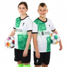 Форма футбольна дитяча із символікою футбольного клубу LIVERPOOL гостьова 2024 SP-Planeta CO-6335 20-28 білий-зелений