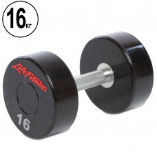 Гантель цільна професійна з поліуретановим покриттям LIFE FITNESS SC-80081-16 1шт 16кг чорний-червоний