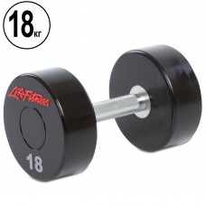 Гантель цільна професійна з поліуретановим покриттям LIFE FITNESS SC-80081-18 1шт 18кг чорний-червоний