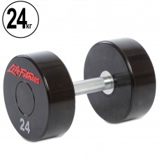 Гантель цільна професійна з поліуретановим покриттям LIFE FITNESS SC-80081-24 1шт 24кг чорний-червоний