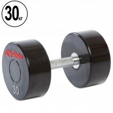Гантель цільна професійна з поліуретановим покриттям LIFE FITNESS SC-80081-30 1шт 30кг чорний-червоний