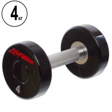 Гантель цільна професійна з поліуретановим покриттям LIFE FITNESS SC-80081-4 1шт 4кг чорний-червоний