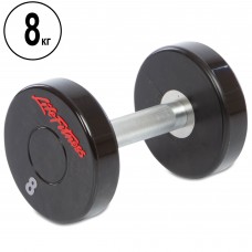 Гантель цільна професійна з поліуретановим покриттям LIFE FITNESS SC-80081-8 1шт 8кг чорний-червоний