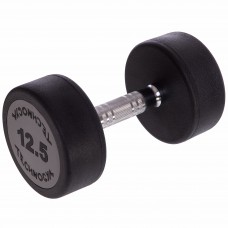 Гантель цільна професійна з поліуретановим покриттям TECHNOGYM LN-1254-12_5 1шт 12,5кг чорний-сірий