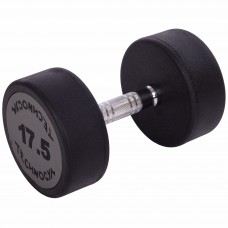 Гантель цільна професійна з поліуретановим покриттям TECHNOGYM LN-1254-17_5 1шт 17,5 кг чорний-сірий