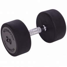Гантель цільна професійна з поліуретановим покриттям TECHNOGYM LN-1254-20 1шт 20кг чорний-сірий