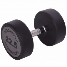 Гантель цільна професійна з поліуретановим покриттям TECHNOGYM LN-1254-22_5 1шт 22,5кг чорний-сірий