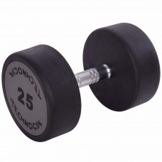 Гантель цільна професійна з поліуретановим покриттям TECHNOGYM LN-1254-25 1шт 25кг чорний-сірий