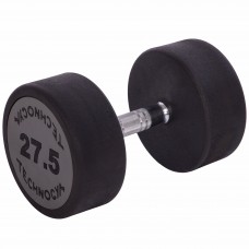 Гантель цільна професійна з поліуретановим покриттям TECHNOGYM LN-1254-27_5 1шт 27,5кг чорний-сірий